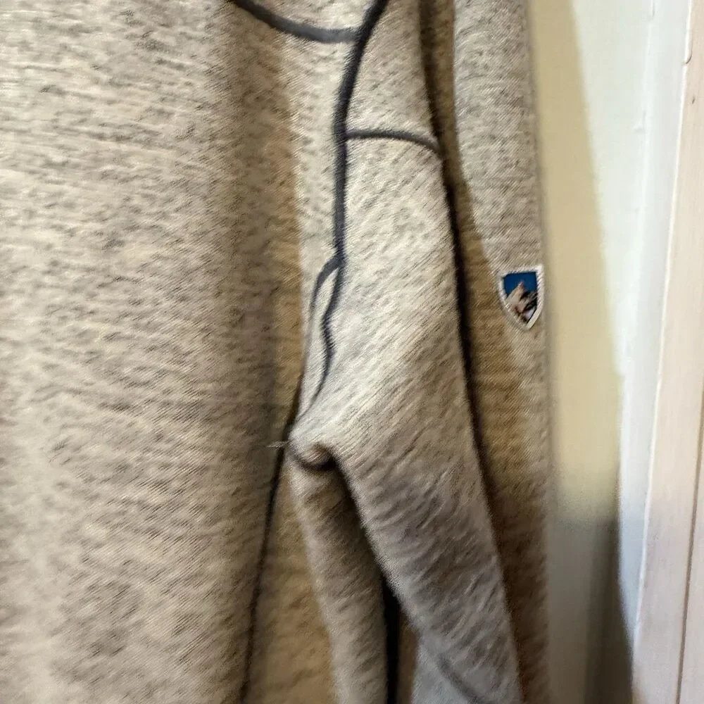 Kuhl Mens Ryder Sweater L Beige 1/4 Zip Pullover Thumbholes Running Hike